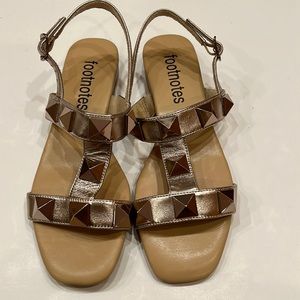 footnotes, ERITH, gold leather studded sandal SZ 7 M